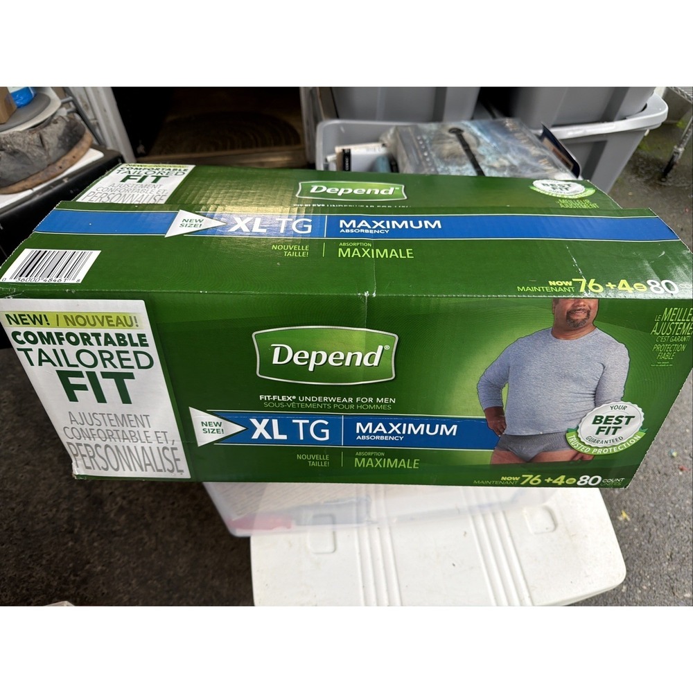 Case Of Depend Fit-Flex Underwear For Men-XL -Maximum Absorbency-80 Count